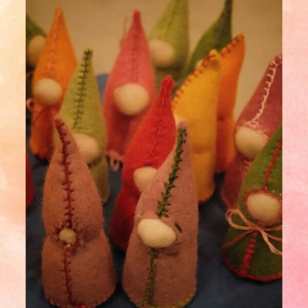 Lovingly made by parents, these little gnomes have gone to live at Home Kinder.